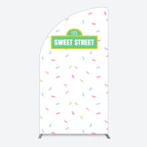 Lofaris Colorful Candy Sweet Street Birthday Half Moon Arch Backdrop
